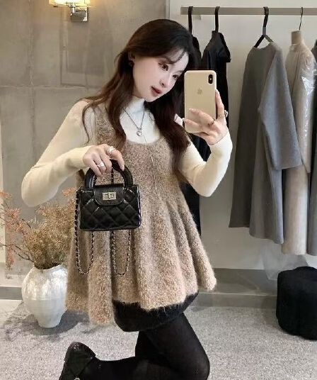 이른 가을 새로운 한 부서 달콤함 귀여운 인형 셔츠 플리스 캐미솔 스택 착용 외부 가져 가라. 작은 셔츠