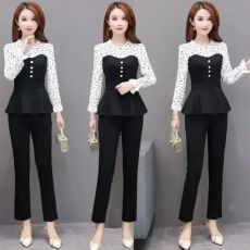 批发<b class='q'>时尚</b>套装女春秋季新款显瘦妈妈洋气衬衫上衣<b class='q'>休闲</b>小脚裤两件套装