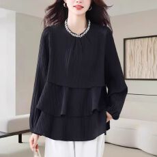批发气质小香风圆领镶钻上衣女春秋大码洋气独特别致胖mm长袖T恤小衫