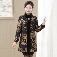 批发阔太太国风<b class='q'>改良</b><b class='q'>旗袍</b>外套秋冬新款加厚民族风复古中年妈妈外套女