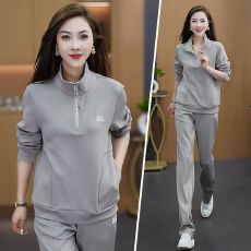 批发<b class='q'>时尚</b>立领运动套装女春秋季新款<b class='q'>妈妈装</b>高档洋气减龄休闲卫衣两件套