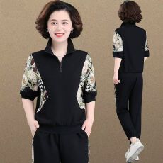 批发休闲<b class='q'>运动服</b>中年妈妈运动套装女2026<b class='q'>新款</b>女夏季韩版时尚洋气两件套