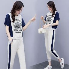 批发春夏装新款短袖<b class='q'>运动服</b>潮牌时尚休闲两件套套装女洋气<b class='q'>气质</b>