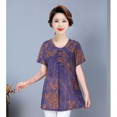 批发夏季<b class='q'>妈妈装</b>绣花短袖T恤加肥加大中老年女宽松大码显瘦上衣小衫薄