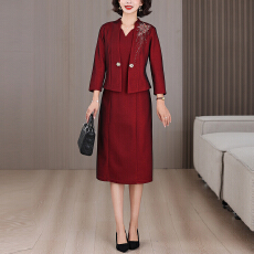 批发2025秋喜婆婆婚宴装年轻妈妈洋气高贵礼服新中式假俩件套女<b class='q'>连衣裙</b>