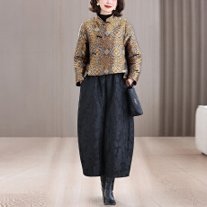 批发2025新中式盘扣立领夹棉女<b class='q'>外套</b>常规保暖短<b class='q'>外套</b>宽松大码夹棉常规裤