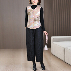 批发2026春季复古江南春图圆领精致提花新中式马甲气质显瘦女