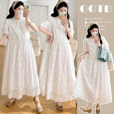 批发现~实拍~孕妇2026夏季法式温柔风刺绣连衣裙<b class='q'>复古</b>牛仔马甲<b class='q'>长裙</b>套装