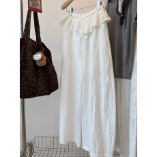 薄款小裙摆弯刀裤女 韩国莱赛尔宽松抽绳休闲裤