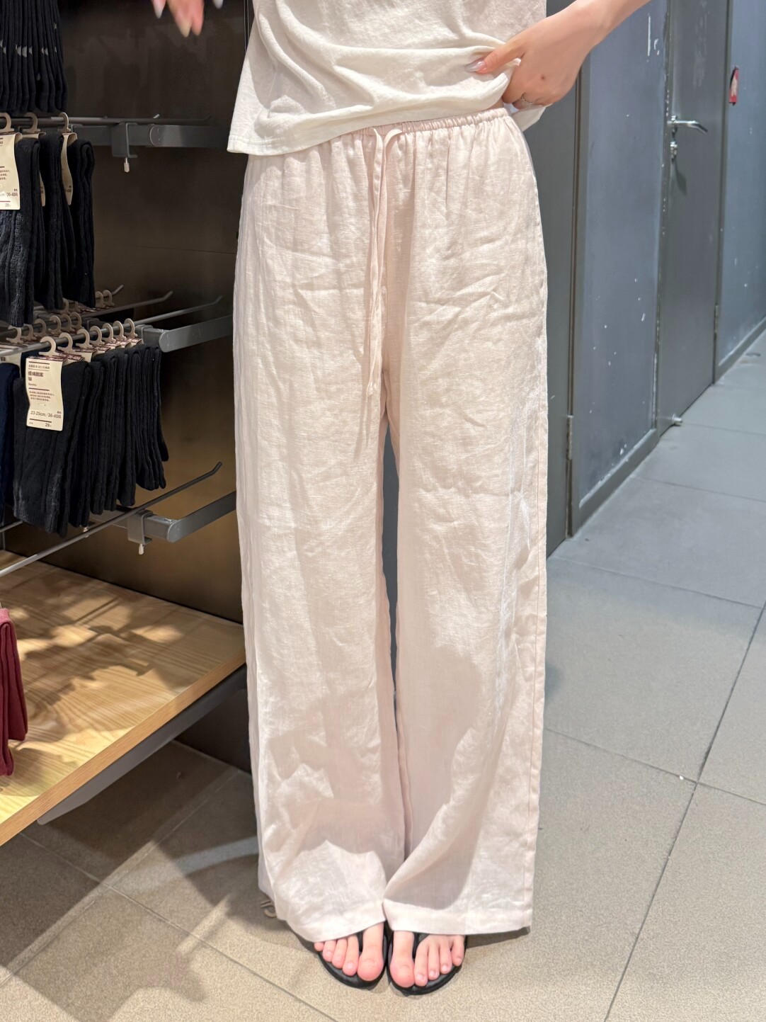 부드럽다 통기성 누룩 워시 아마 바지 긴 바지 스트레이트 팬츠