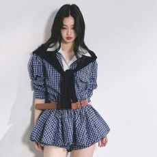 批发耶鲁优等生 假两件赫本风连衣裙女秋季收腰<b class='q'>显瘦</b>花苞裙短裙