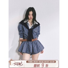 批发耶鲁优等生 <b class='q'>假两件</b>赫本风连衣裙女秋季收腰显瘦花苞裙短裙