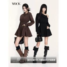 批发冬日私藏 辣妹巨显瘦蓬蓬裙<b class='q'>露肩</b>长袖收腰卫衣裙小个子<b class='q'>连衣裙</b>