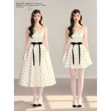 批发心动<b class='q'>波点</b>/法式复古<b class='q'>波点</b>收腰设计感高级优雅A字礼服<b class='q'>连衣裙</b>