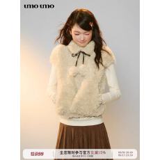 批发乌蘑‘杏饼小鹿’秋冬复古甜美软糯坎肩小鹿毛毛马甲外套
