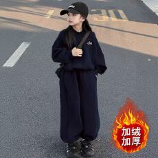 批发女童卫衣秋<b class='q'>冬</b>加绒套装2025女孩大童运动儿童洋气加厚秋<b class='q'>冬</b>两件套