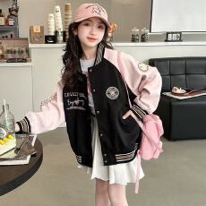 批发女童外套春<b class='q'>秋</b>款2025新款洋气中大童学院风休闲<b class='q'>秋</b>装童装棒球服上衣