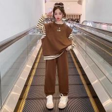 批发<b class='q'>女</b><b class='q'>童</b>套装秋装2025新款洋气韩版儿童春秋款大童休闲时髦卫衣<b class='q'>三件套</b>