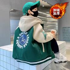 批发加绒贝贝绒<b class='q'>男</b><b class='q'>童</b>连帽<b class='q'>外套</b><b class='q'>秋冬款</b>2025儿童冬装棒球服中大童潮<b class='q'>童装</b>