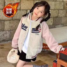 批发华棉复合240克羊驼绒<b class='q'>女童</b>棒<b class='q'>球</b>服外套冬款2025洋气儿童冬装加厚
