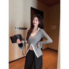 批发实拍实价~早春网红<b class='q'>轻熟</b>风修身显瘦长款T恤女