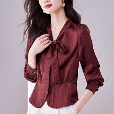 批发轻奢高端醋酸条纹收腰蝴蝶结设计感衬衫2026<b class='q'>春</b>季新款长袖上衣