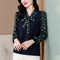 批发实拍蝴蝶结上衣女春季2026年新款高贵洋气中年妈妈宽松遮肚小衫