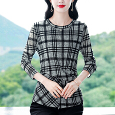 批发实拍2026春季新款圆领时尚百搭小衫洋气修身气质长袖打底衫女