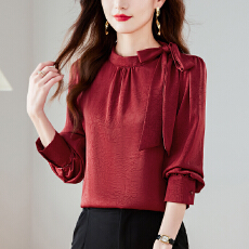 批发宫廷风<b class='q'>衬衣</b>醋酸锻气质<b class='q'>长袖</b><b class='q'>衬衫</b>女上衣初秋女装2026新款韩系穿搭