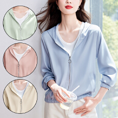 批发实拍春季新款真丝缎连帽防晒服外套休闲百搭上衣女  已出货