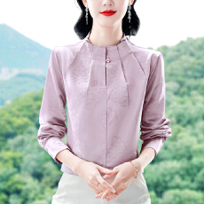 批发复古轻奢气质百搭<b class='q'>长袖</b><b class='q'>上衣</b>2026春季新款设计洋气时尚印花立领衬衫