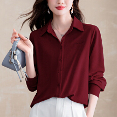 批发实拍新款纯棉通勤简约长袖翻领衬衫2026春季职业百搭灯芯绒衬衣女
