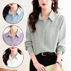 批发实拍简约通勤绣花长袖<b class='q'>衬衫</b><b class='q'>女</b>2026春季<b class='q'>职业</b>百搭宽松显瘦<b class='q'>衬衣</b>