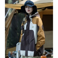 批发户外冲锋衣情侣<b class='q'>男</b>女2025年春秋季新款拼接撞色登山服休闲夹克外套