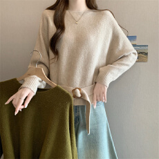 批发针织打底衫毛衣女内搭<b class='q'>春</b>秋新款大码胖mm显瘦遮肚系带收腰短款上衣