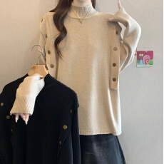 批发<b class='q'>大码</b>女装遮肚子慵懒风半高领<b class='q'>针织衫</b>女秋冬胖妹妹显瘦洋气内搭上衣