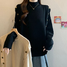 批发<b class='q'>大码</b>女装遮肚子慵懒风半高领<b class='q'>针织衫</b>女秋冬胖妹妹显瘦洋气内搭上衣