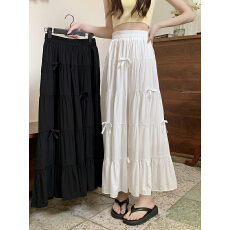 批发大码胖mm春<b class='q'>夏</b>季时尚设计感蝴蝶结半身裙宽松高腰显廋长款A字裙女