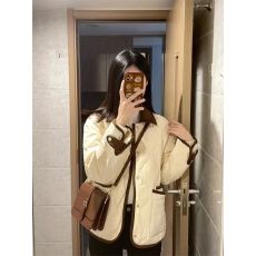 批发2025翻领菱格羽绒服女宽松气质小个子高级感棉服衣<b class='q'>短</b>外套秋冬季