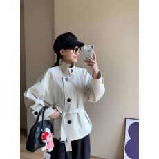 批发立领短款风衣外套女秋季高级英伦风双排扣收腰设计感<b class='q'>通勤</b>女生上衣