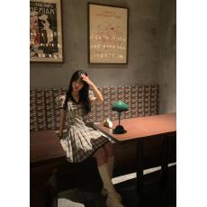 批发2026新款小个子学院风格子连衣<b class='q'>裙</b>子女装夏季小众设计感短<b class='q'>裙</b>公主<b class='q'>裙</b>