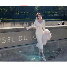 批发Catyears猫年 纷纷秋叙~<b class='q'>撞色</b>腰带性感显身材毛绒蕾丝修身裙<b class='q'>连衣裙</b>