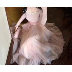 批发Blovelan胡桃夹子 少女感温柔拼接<b class='q'>网纱</b>仙女风显瘦长袖连衣<b class='q'>裙</b>加厚