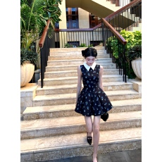 批发BarbChill公主裙碎花连衣裙女春季富家千金miu穿搭背心裙生日裙子