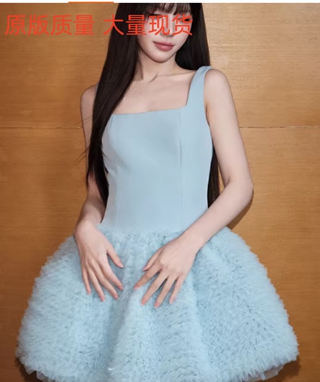 avenement 망사 조끼 케이크 드레스 품격 광장 칼라 민소매 드레스 퍼프 스커트 치마 아이들 봄 여름
