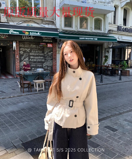 테이크 아웃 도착 함 7 25 서울 휴일 이른 가을 한 부서 재킷 재킷 여성 짧은 영국식 바람 스탠드 칼라 허리 수축
