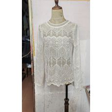 批发/D.X/秋季新款叠搭神器法式钩花设计感镂空蕾丝打底衫/DK22