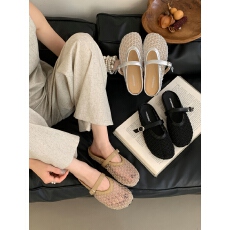 批发软底不累脚包头半拖鞋<b class='q'>夏</b>季新款设计感一脚蹬配裙子网纱渔夫凉拖鞋