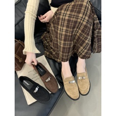 批发2025秋季新款绒面乐福鞋女<b class='q'>英伦</b>风小皮鞋一脚蹬懒人鞋百搭平底单鞋