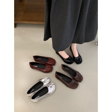 批发2025年新款<b class='q'>复古</b>真皮分趾猪蹄鞋女平底芭蕾鞋玛丽珍鞋浅口单鞋女鞋